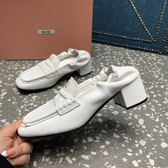 HIGH BROGUE LOAFERS IN WHITE LAMBSKIN