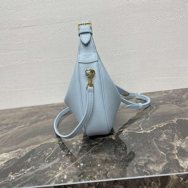 CELINE 25S TEEN LULU BAG 24 IN LIGHT BLUE CALFSKIN GOLD HARDWARE