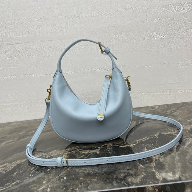 CELINE 25S TEEN LULU BAG 24 IN LIGHT BLUE CALFSKIN GOLD HARDWARE