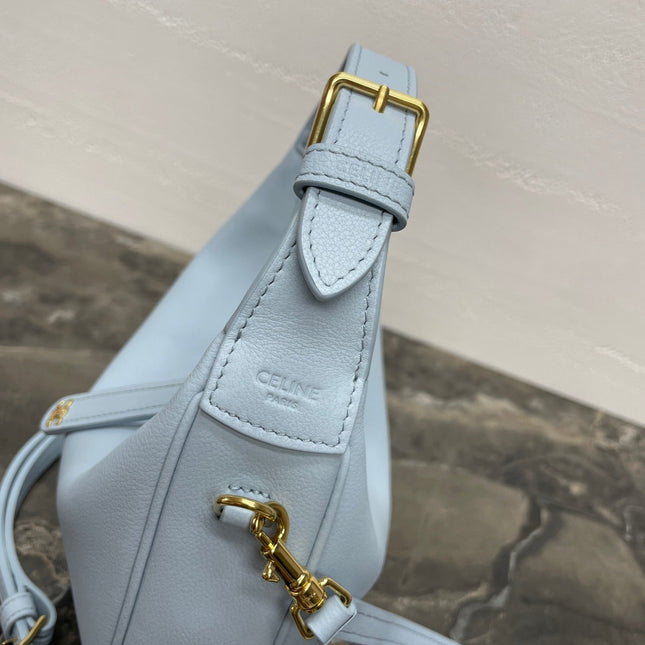 CELINE 25S TEEN LULU BAG 24 IN LIGHT BLUE CALFSKIN GOLD HARDWARE