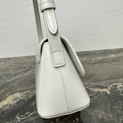 CELINE 25S TRIOMPHE BAG 24 IN WHITE SHINY CALFSKIN