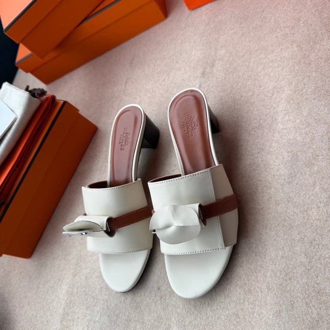 HIGH MULES IN WHITE CALFSKIN