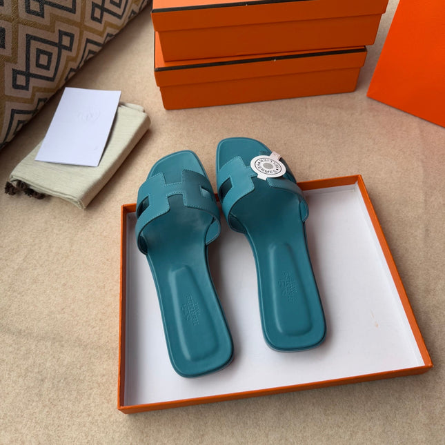 0RAN SANDALS IN SAPPHIRE BLUE CALFSKIN