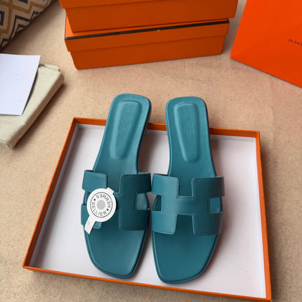 0RAN SANDALS IN SAPPHIRE BLUE CALFSKIN