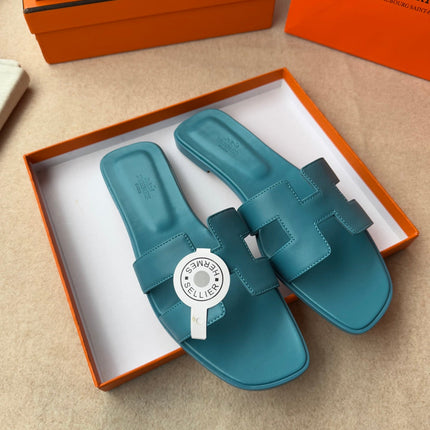 0RAN SANDALS IN SAPPHIRE BLUE CALFSKIN