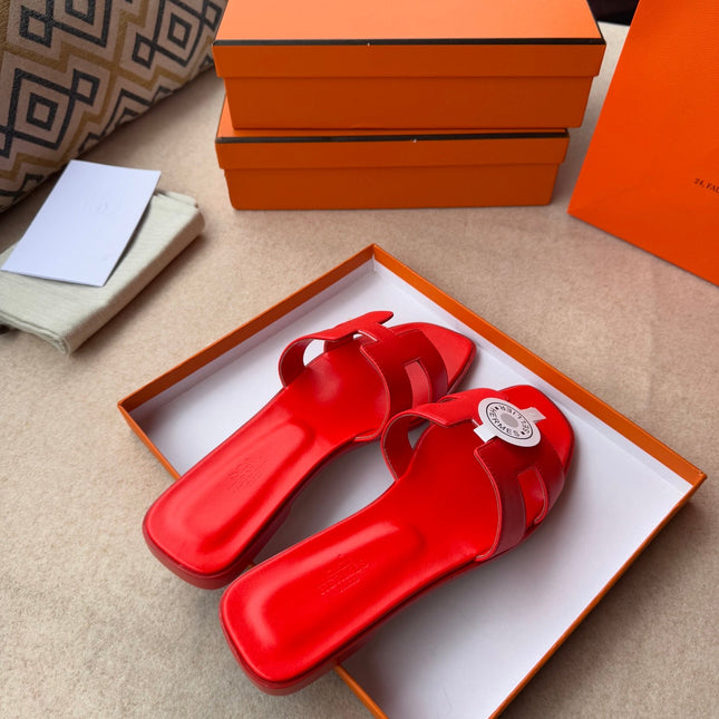 0RAN SANDALS IN CHERRY RED CALFSKIN