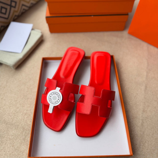 0RAN SANDALS IN CHERRY RED CALFSKIN