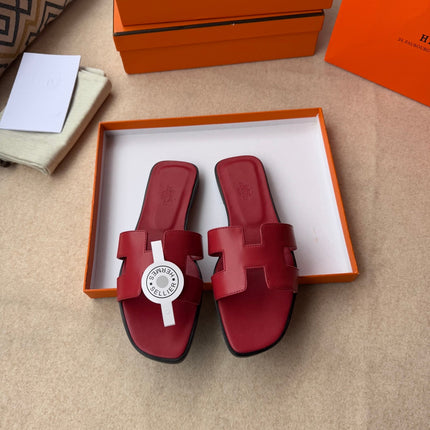 0RAN SANDALS IN JAM RED CALFSKIN