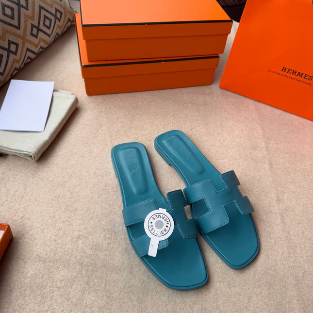 0RAN SANDALS IN SAPPHIRE BLUE CALFSKIN