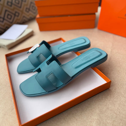 0RAN SANDALS IN SAPPHIRE BLUE CALFSKIN