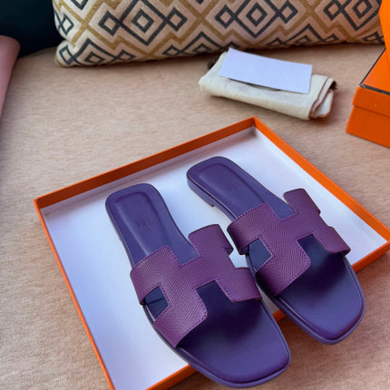 0RAN SANDALS IN ROYAL PURPLE CALFSKIN