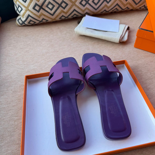 0RAN SANDALS IN ROYAL PURPLE CALFSKIN