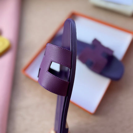 0RAN SANDALS IN ROYAL PURPLE CALFSKIN