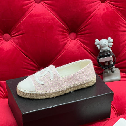 WOVEN LOAFERS IN LIGHT PINK FABRIC