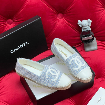 WOVEN LOAFERS IN LIGHT BLUE FABRIC