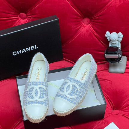 WOVEN LOAFERS IN LIGHT BLUE FABRIC