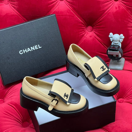 CC MOCCASIN LOAFER IN YELLOW CREAM MIX BLACK LAMBSKIN