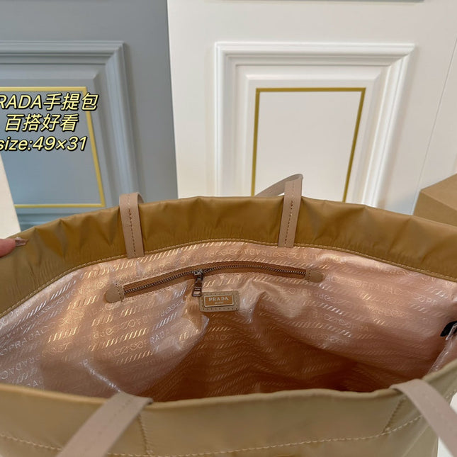 PRA 49 TOTE BAG IN CAMEL BROWN RE-NYLON