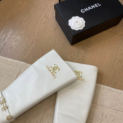 KNEE HIGH BOOTS IN WHITE MIX BLACK CALFSKIN