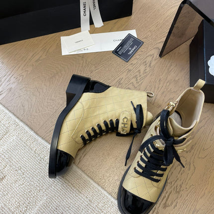 ALPHABET MARTIN BOOTS IN FLAX YELLOW LAMBSKIN