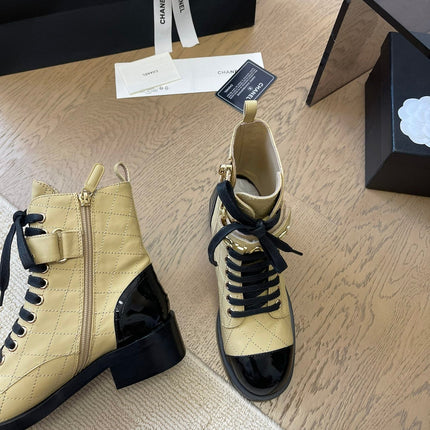 ALPHABET MARTIN BOOTS IN FLAX YELLOW LAMBSKIN