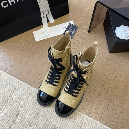 ALPHABET MARTIN BOOTS IN FLAX YELLOW LAMBSKIN