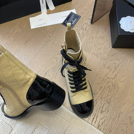 ALPHABET MARTIN BOOTS IN FLAX YELLOW LAMBSKIN