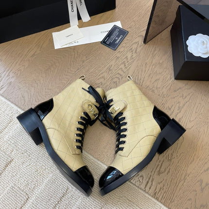 ALPHABET MARTIN BOOTS IN FLAX YELLOW LAMBSKIN