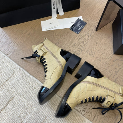 ALPHABET MARTIN BOOTS IN FLAX YELLOW LAMBSKIN