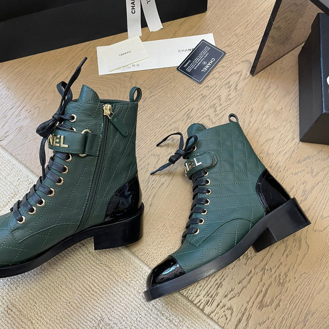 ALPHABET MARTIN BOOTS IN FOREST GREEN LAMBSKIN