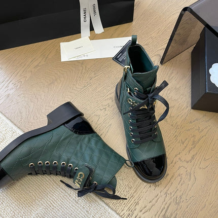 ALPHABET MARTIN BOOTS IN FOREST GREEN LAMBSKIN