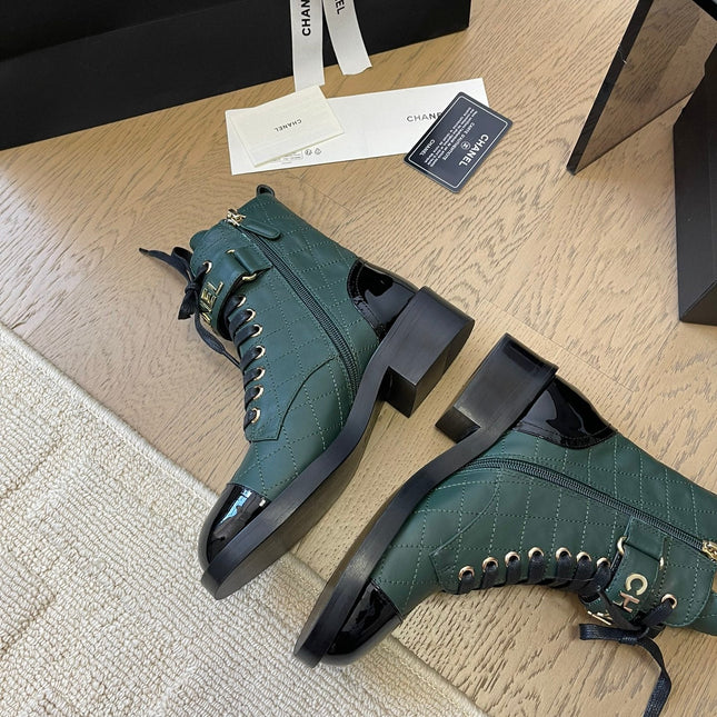 ALPHABET MARTIN BOOTS IN FOREST GREEN LAMBSKIN