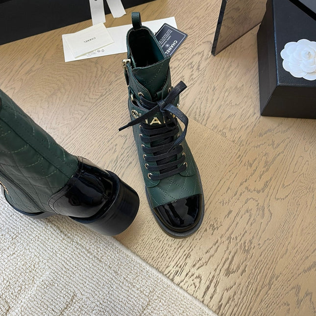 ALPHABET MARTIN BOOTS IN FOREST GREEN LAMBSKIN