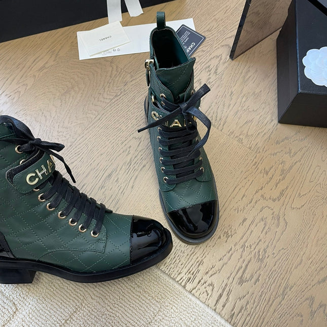 ALPHABET MARTIN BOOTS IN FOREST GREEN LAMBSKIN