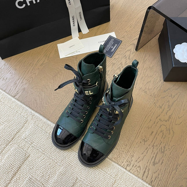 ALPHABET MARTIN BOOTS IN FOREST GREEN LAMBSKIN