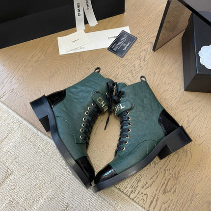 ALPHABET MARTIN BOOTS IN FOREST GREEN LAMBSKIN