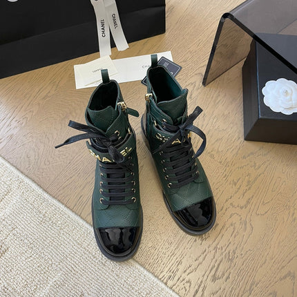 ALPHABET MARTIN BOOTS IN FOREST GREEN LAMBSKIN