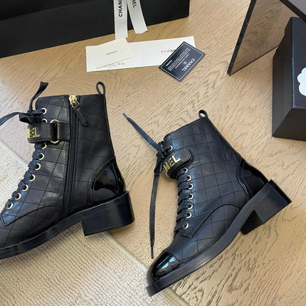ALPHABET MARTIN BOOTS IN BLACK LAMBSKIN