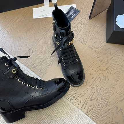 ALPHABET MARTIN BOOTS IN BLACK LAMBSKIN