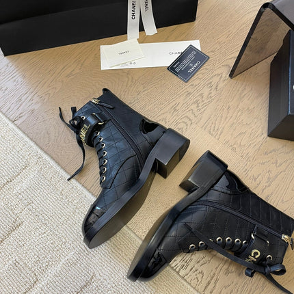 ALPHABET MARTIN BOOTS IN BLACK LAMBSKIN