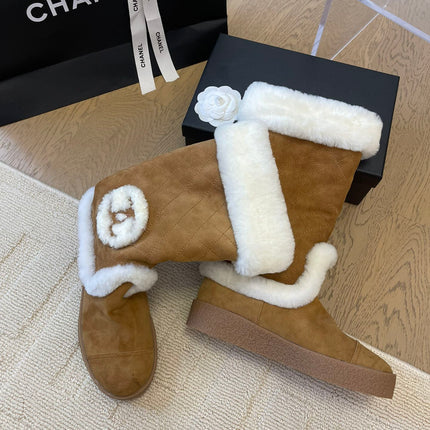 HIGH BOOTS IN CIDER BROWN SUEDE AND FLEECE LINING