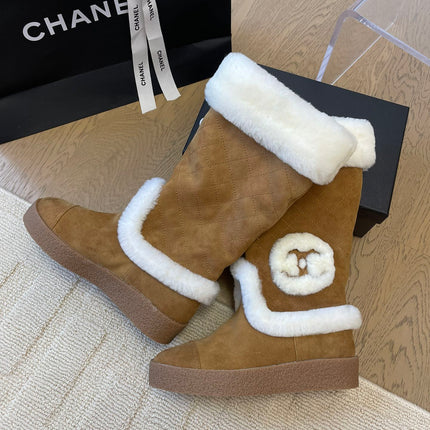 HIGH BOOTS IN CIDER BROWN SUEDE AND FLEECE LINING