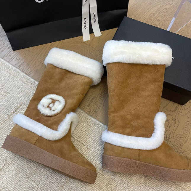 HIGH BOOTS IN CIDER BROWN SUEDE AND FLEECE LINING