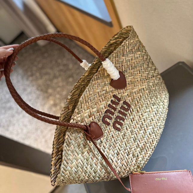 BASKET 28 BAG IN BEIGE STRAW WOVEN