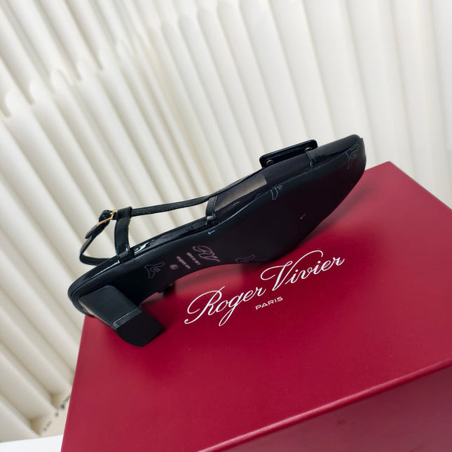 ROGER VIVIER 25S BELLE VIVIER SLINGBACK PUMPS 45MM IN BLACK MESH FABRIC