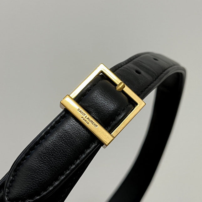 LE 5 À 7 BAG 24 BLACK GLOSSY CALFSKIN HOBO