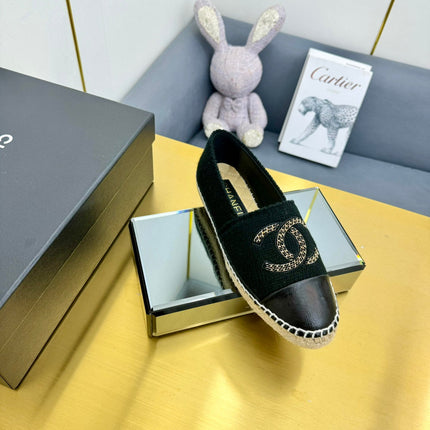 CC ESPADRILLES PLATFORM 25S IN BLACK KNITTED WOOL AND LAMBSKIN