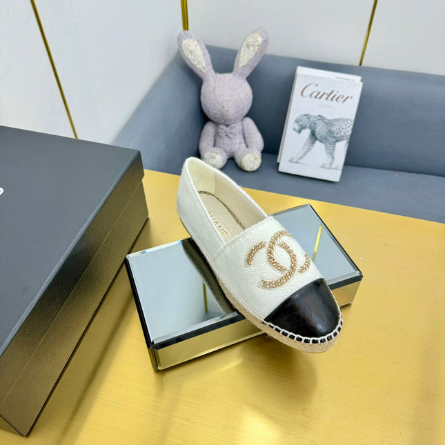 CC ESPADRILLES PLATFORM 25S IN WHITE KNITTED WOOL AND BLACK LAMBSKIN