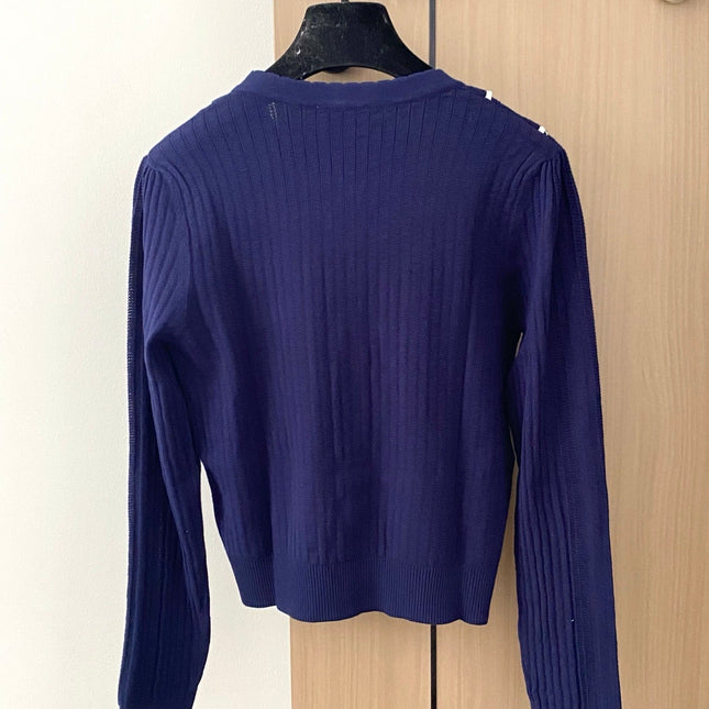 CC 25 Cardigan In Navy Blue Wool