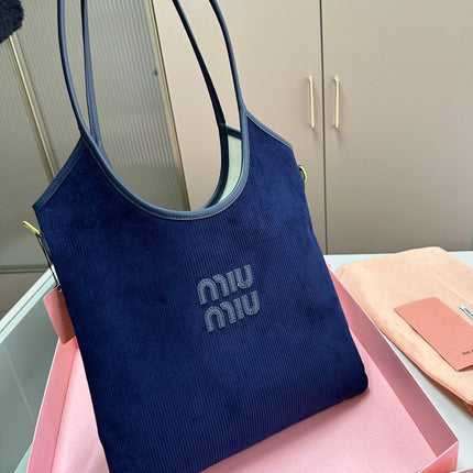 IVY TOTE BAG 34 IN NAVY CORDUROY